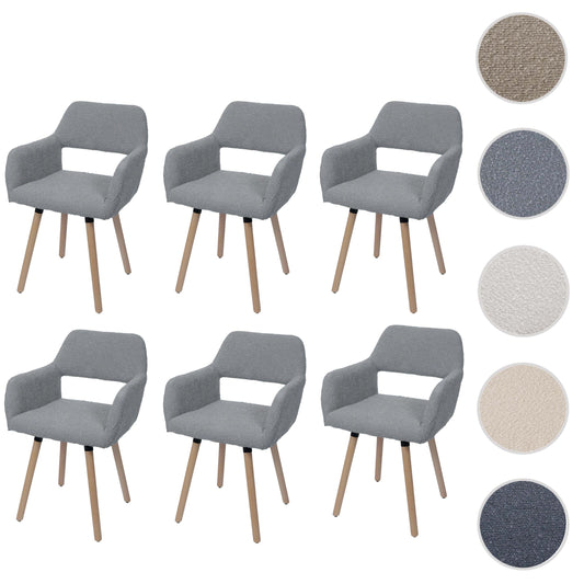 Cosmo Casa - Set van 6 Eetkamerstoelen - Keukenstoel - Gestoffeerde Stoel - Hout - Stoftextiel Bouclé - 450gm - FSC - Grijs