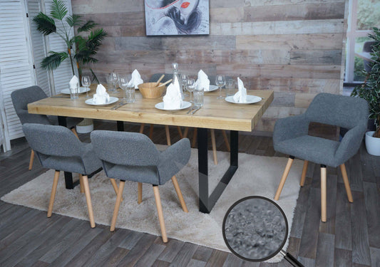 Cosmo Casa - Set van 6 Eetkamerstoelen - Keukenstoel - Gestoffeerde Stoel - Hout - Stoftextiel Bouclé - 450gm - FSC - Donkergrijs