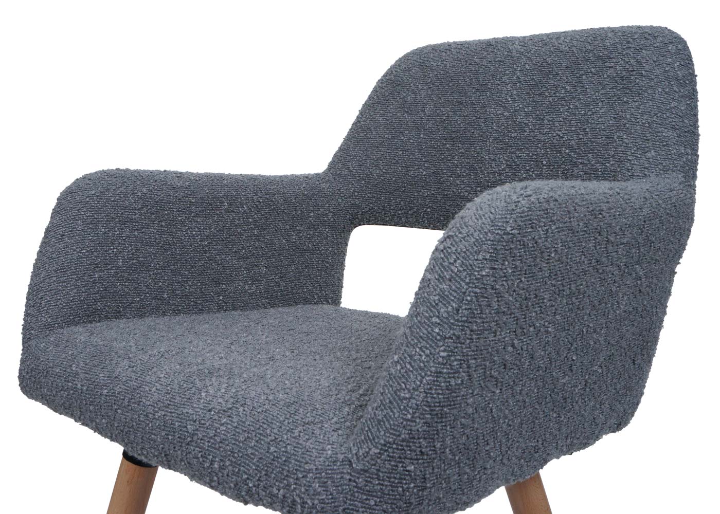 Cosmo Casa - Set van 6 Eetkamerstoelen - Keukenstoel - Gestoffeerde Stoel - Hout - Stoftextiel Bouclé - 450gm - FSC - Donkergrijs