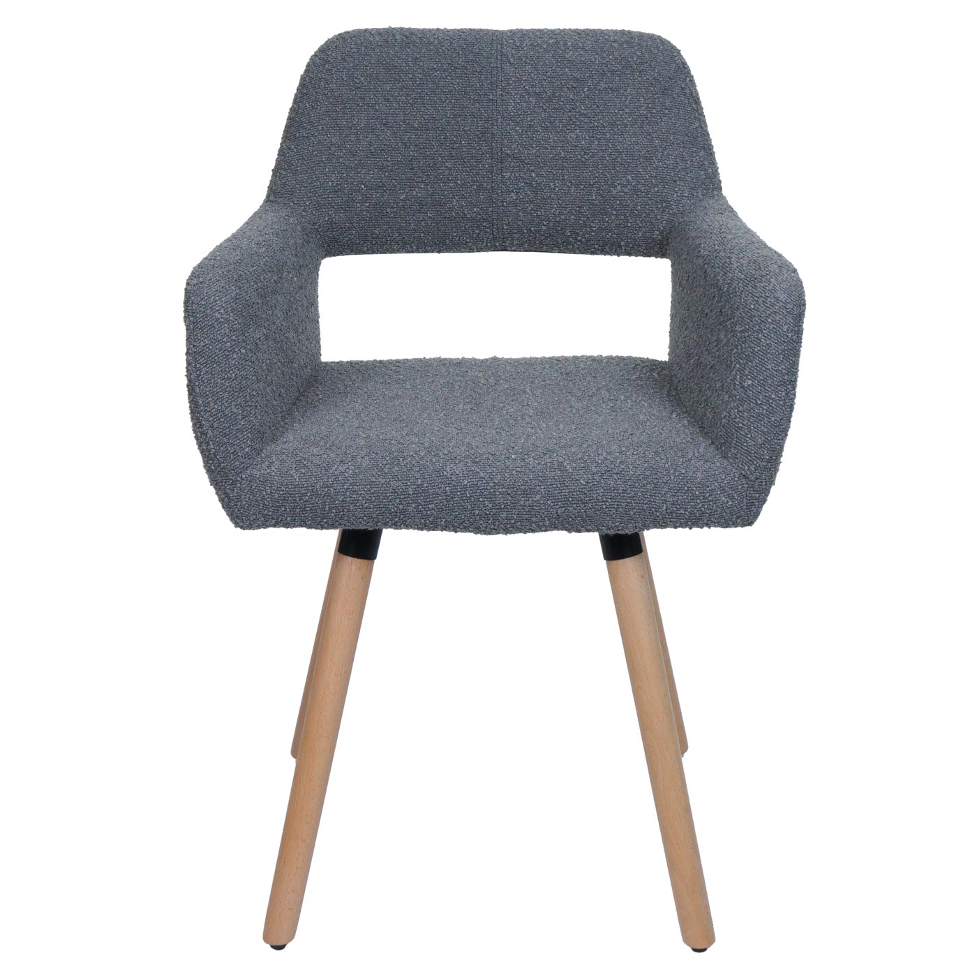 Cosmo Casa - Set van 6 Eetkamerstoelen - Keukenstoel - Gestoffeerde Stoel - Hout - Stoftextiel Bouclé - 450gm - FSC - Donkergrijs