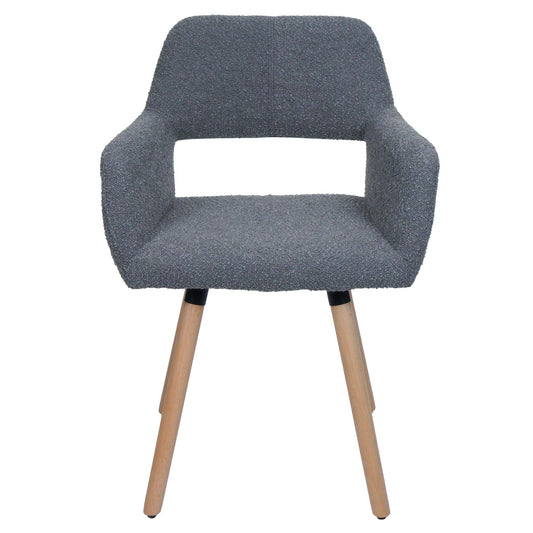 Cosmo Casa - Set van 6 Eetkamerstoelen - Keukenstoel - Gestoffeerde Stoel - Hout - Stoftextiel Bouclé - 450gm - FSC - Donkergrijs