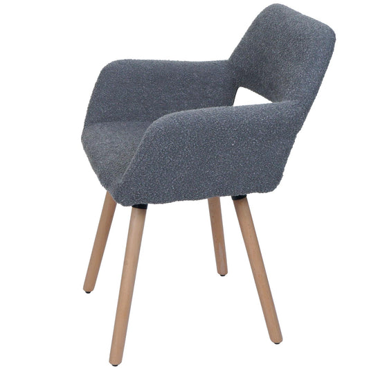Cosmo Casa - Set van 6 Eetkamerstoelen - Keukenstoel - Gestoffeerde Stoel - Hout - Stoftextiel Bouclé - 450gm - FSC - Donkergrijs