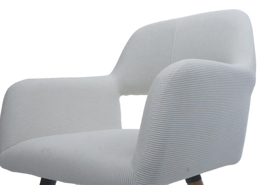 Cosmo Casa - Set van 6 Eetkamerstoelen - Keukenstoel - Gestoffeerde Stoel - Hout - Stoftextielkoord - 400gm - FSC - Crème Wit