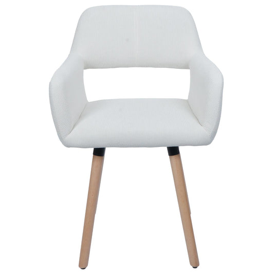 Cosmo Casa - Set van 6 Eetkamerstoelen - Keukenstoel - Gestoffeerde Stoel - Hout - Stoftextielkoord - 400gm - FSC - Crème Wit