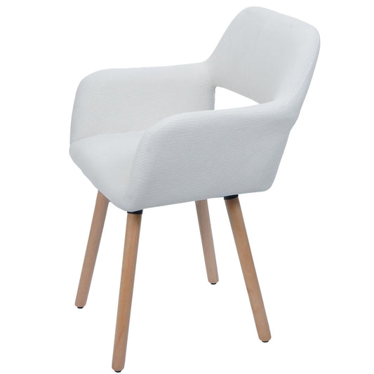 Cosmo Casa - Set van 6 Eetkamerstoelen - Keukenstoel - Gestoffeerde Stoel - Hout - Stoftextielkoord - 400gm - FSC - Crème Wit