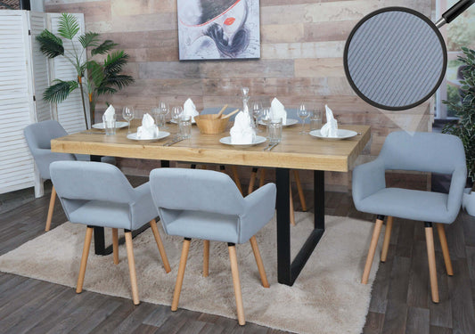 Cosmo Casa - Set van 6 Eetkamerstoelen - Keukenstoel - Gestoffeerde Stoel - Hout - Stoftextielkoord - 400gm - FSC - Lichtgrijs