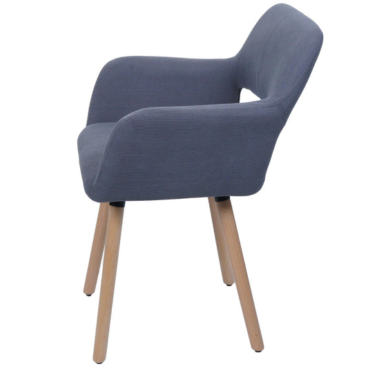 Cosmo Casa - Set van 6 Eetkamerstoelen - Keukenstoel - Gestoffeerde Stoel - Hout - Stoftextielkoord - 400gm - FSC - Donkergrijs