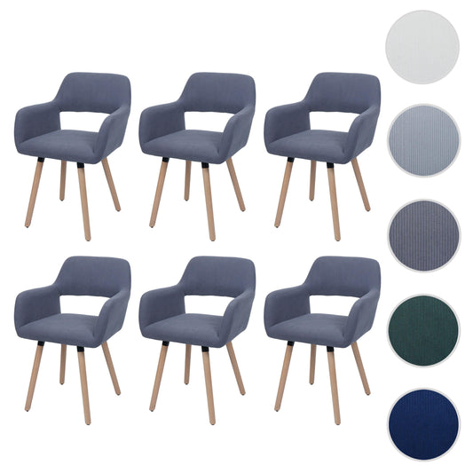 Cosmo Casa - Set van 6 Eetkamerstoelen - Keukenstoel - Gestoffeerde Stoel - Hout - Stoftextielkoord - 400gm - FSC - Donkergrijs