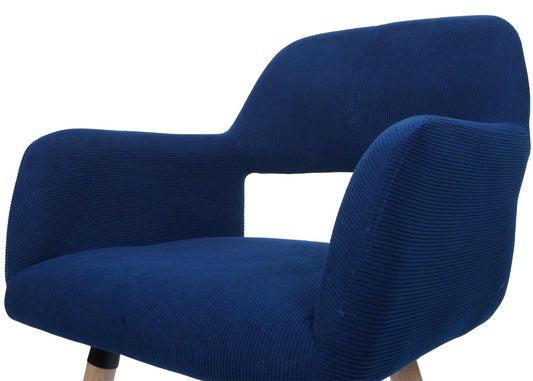 Cosmo Casa - Set van 6 Eetkamerstoelen - Keukenstoel - Gestoffeerde Stoel - Hout - Stoftextielkoord - 400gm - FSC - Blauw