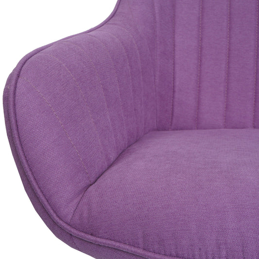 Cosmo Casa - Set van 6 Eetkamerstoelen - Keukenstoel met Armleuningen - Draaibaar - Textiel - Paars