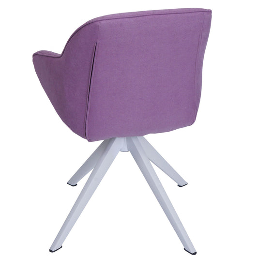 Cosmo Casa - Set van 6 Eetkamerstoelen - Keukenstoel met Armleuningen - Draaibaar - Textiel - Paars