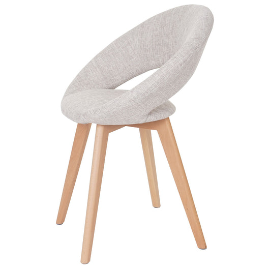 Cosmo Casa - Set van 6 Eetkamerstoelen - Retro - Textiel - Crème & Grijs