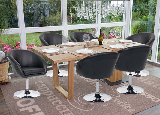 Cosmo Casa - Set van 6 Eetkamerstoelen - Verstelbaar - Kunstleer - Zwart