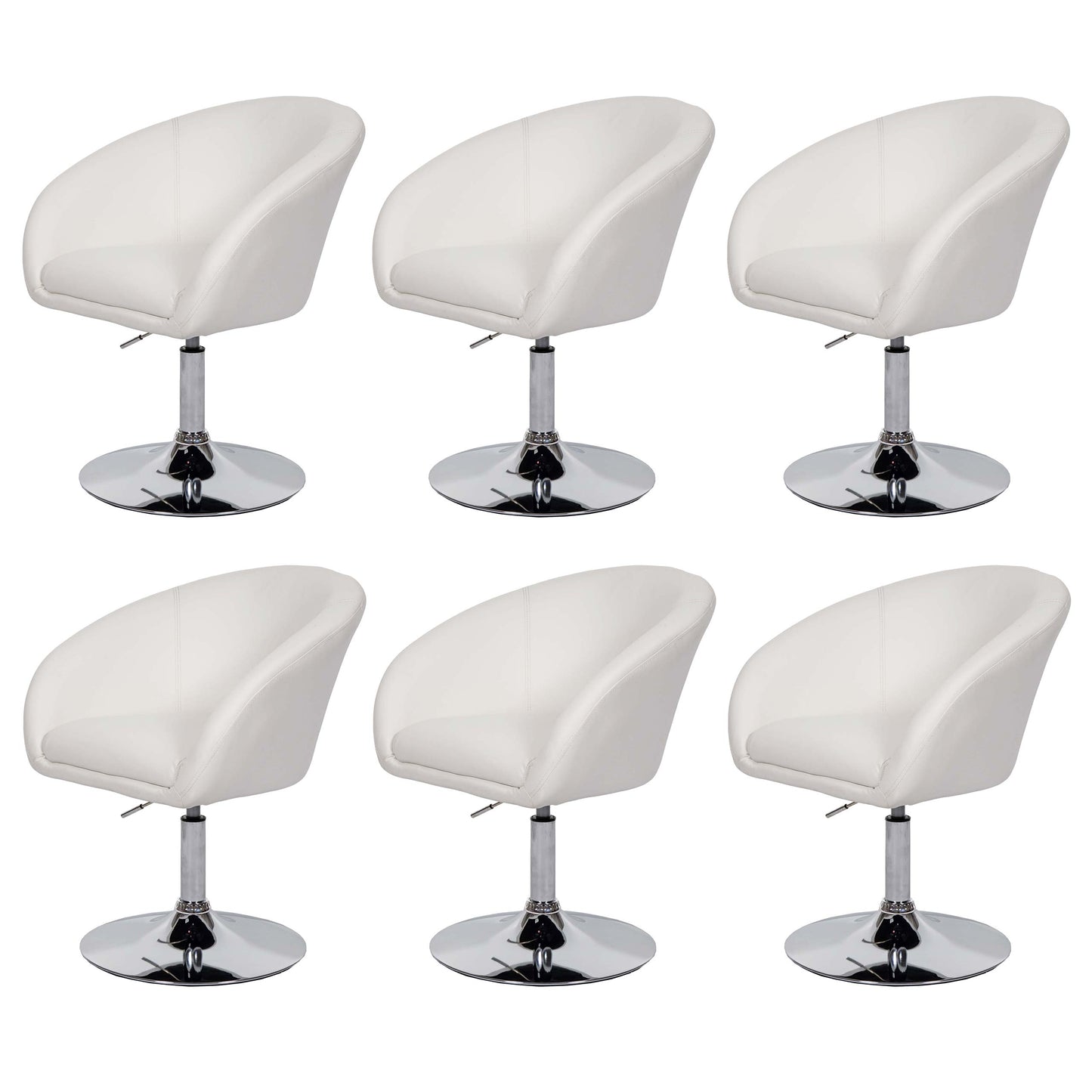 Cosmo Casa - Set van 6 Eetkamerstoelen - Verstelbaar - Kunstleer - Wit