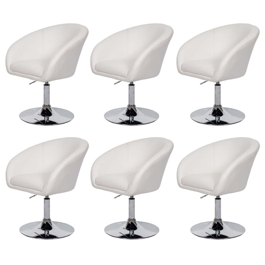 Cosmo Casa - Set van 6 Eetkamerstoelen - Verstelbaar - Kunstleer - Wit