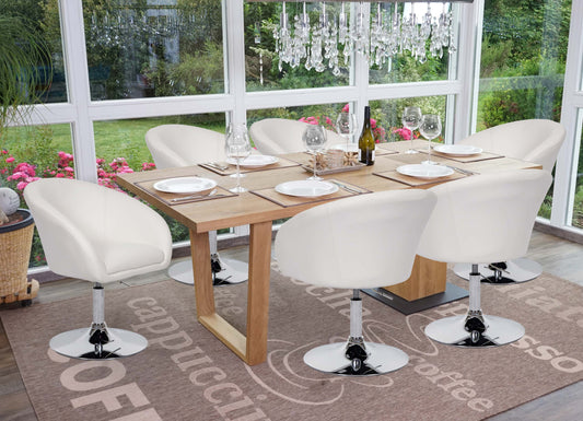 Cosmo Casa - Set van 6 Eetkamerstoelen - Verstelbaar - Kunstleer - Wit