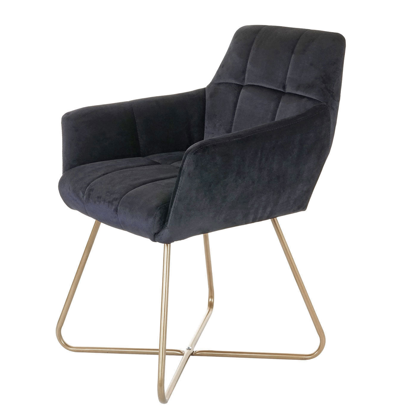 Cosmo Casa - Set van 6 Eetkamerstoelen - Retro - Fluweel - Zwart