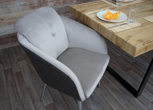 Cosmo Casa - Set van 6 Eetkamerstoelen - Gestoffeerd - Kunstleer - Grijs