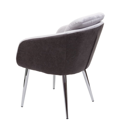 Cosmo Casa - Set van 6 Eetkamerstoelen - Gestoffeerd - Kunstleer - Grijs