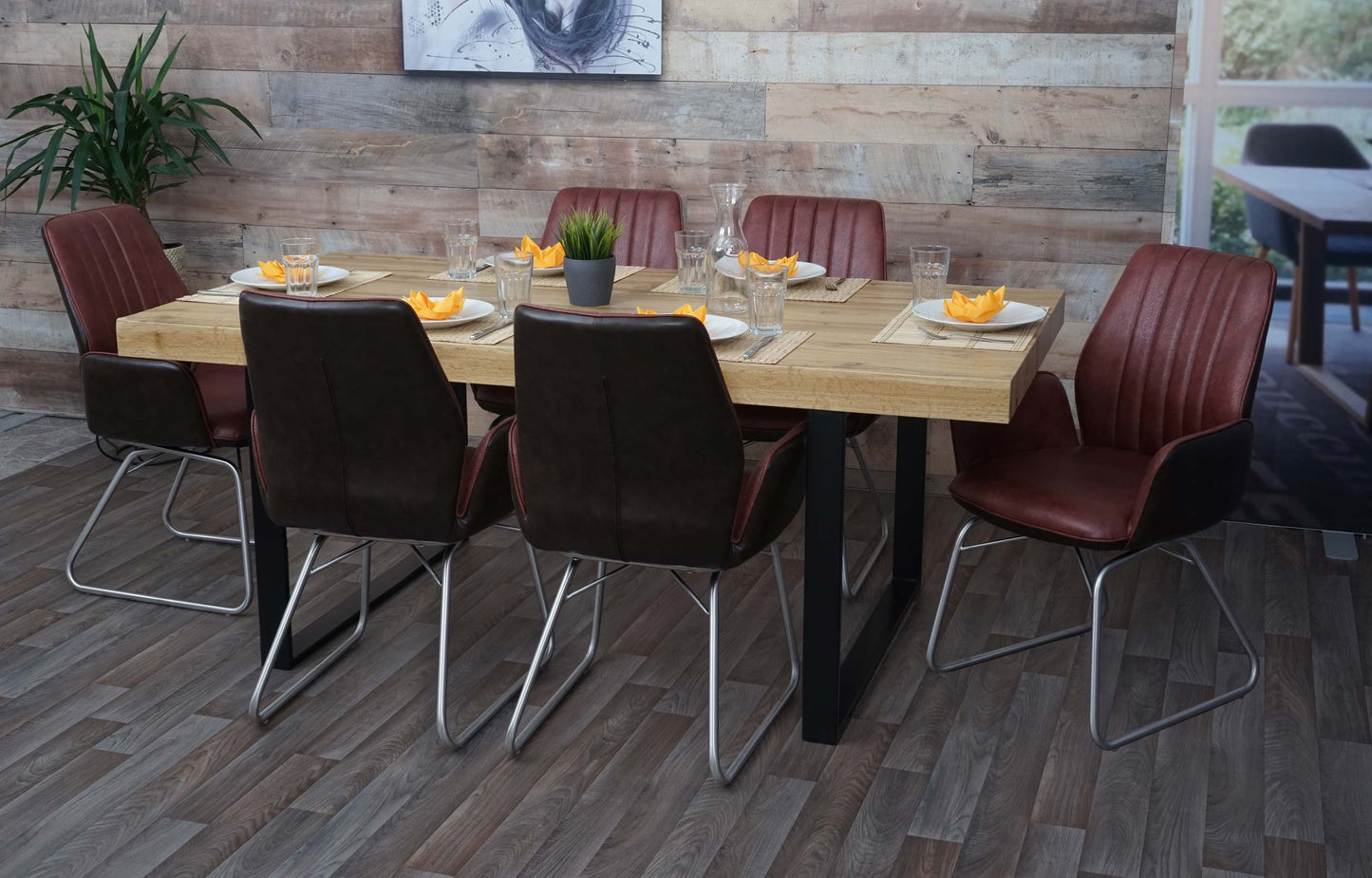 Cosmo Casa - Set van 6 Eetkamerstoelen - Schommelfunctie - Textiel & Kunstleer - Bruine Suèdelook