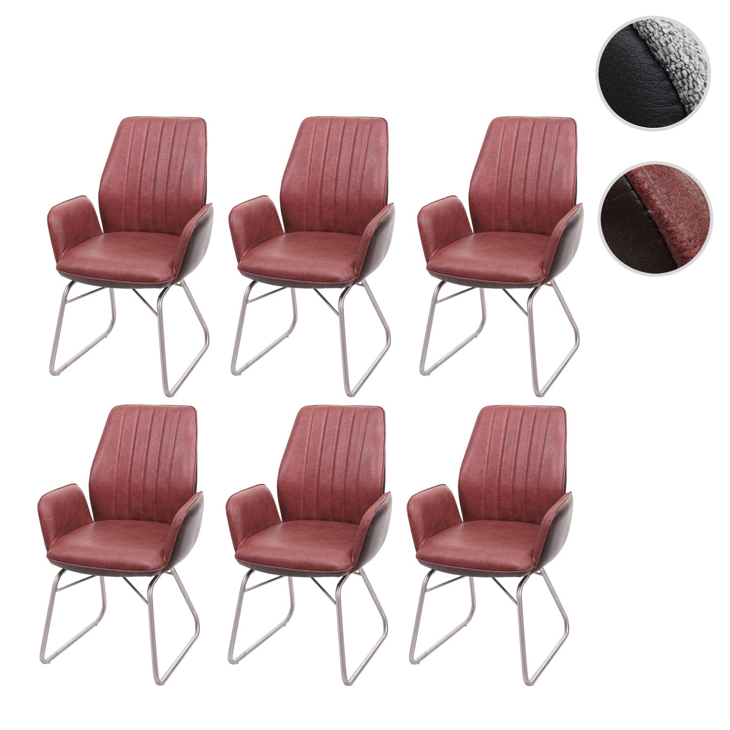 Cosmo Casa - Set van 6 Eetkamerstoelen - Schommelfunctie - Textiel & Kunstleer - Bruine Suèdelook