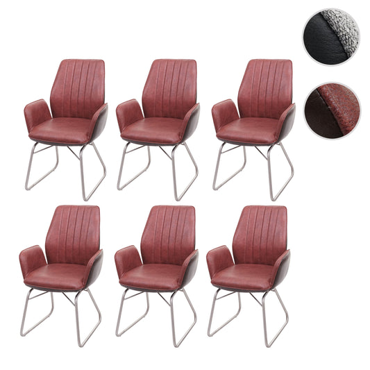 Cosmo Casa - Set van 6 Eetkamerstoelen - Schommelfunctie - Textiel & Kunstleer - Bruine Suèdelook