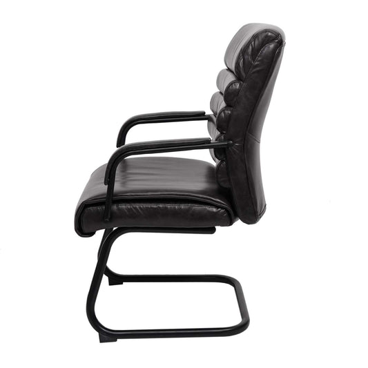 Cosmo Casa - Set van 6 Vergaderstoelen - Suèdelook - Kunstleer & Metaal - Zwart