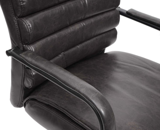 Cosmo Casa - Set van 6 Vergaderstoelen - Suèdelook - Kunstleer & Metaal - Zwart