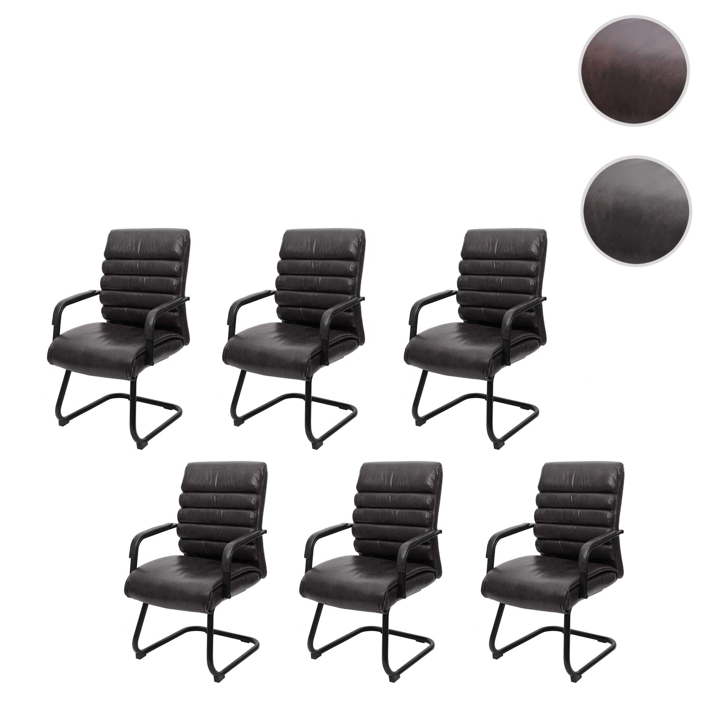 Cosmo Casa - Set van 6 Vergaderstoelen - Suèdelook - Kunstleer & Metaal - Zwart