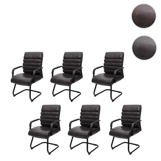 Cosmo Casa - Set van 6 Vergaderstoelen - Suèdelook - Kunstleer & Metaal - Zwart