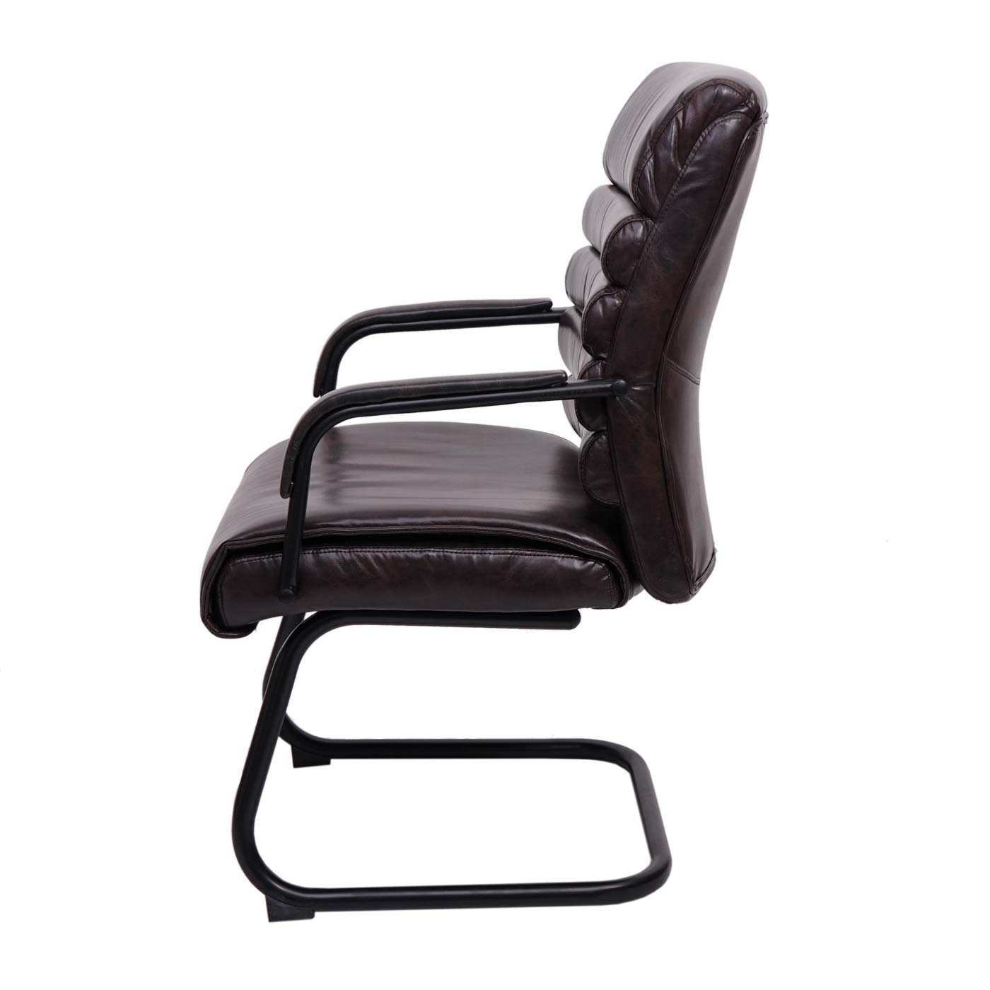 Cosmo Casa - Set van 6 Vergaderstoelen - Suèdelook - Kunstleer & Metaal - Bruin