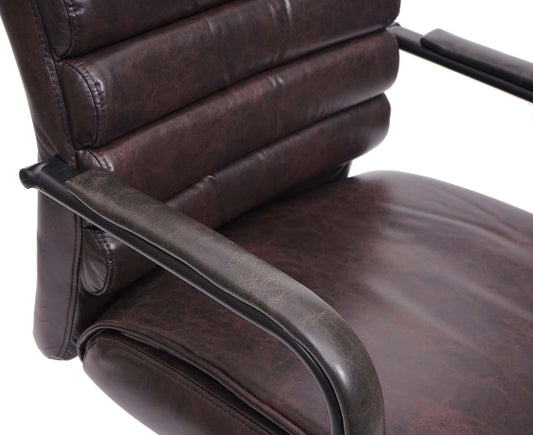 Cosmo Casa - Set van 6 Vergaderstoelen - Suèdelook - Kunstleer & Metaal - Bruin