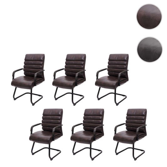 Cosmo Casa - Set van 6 Vergaderstoelen - Suèdelook - Kunstleer & Metaal - Bruin