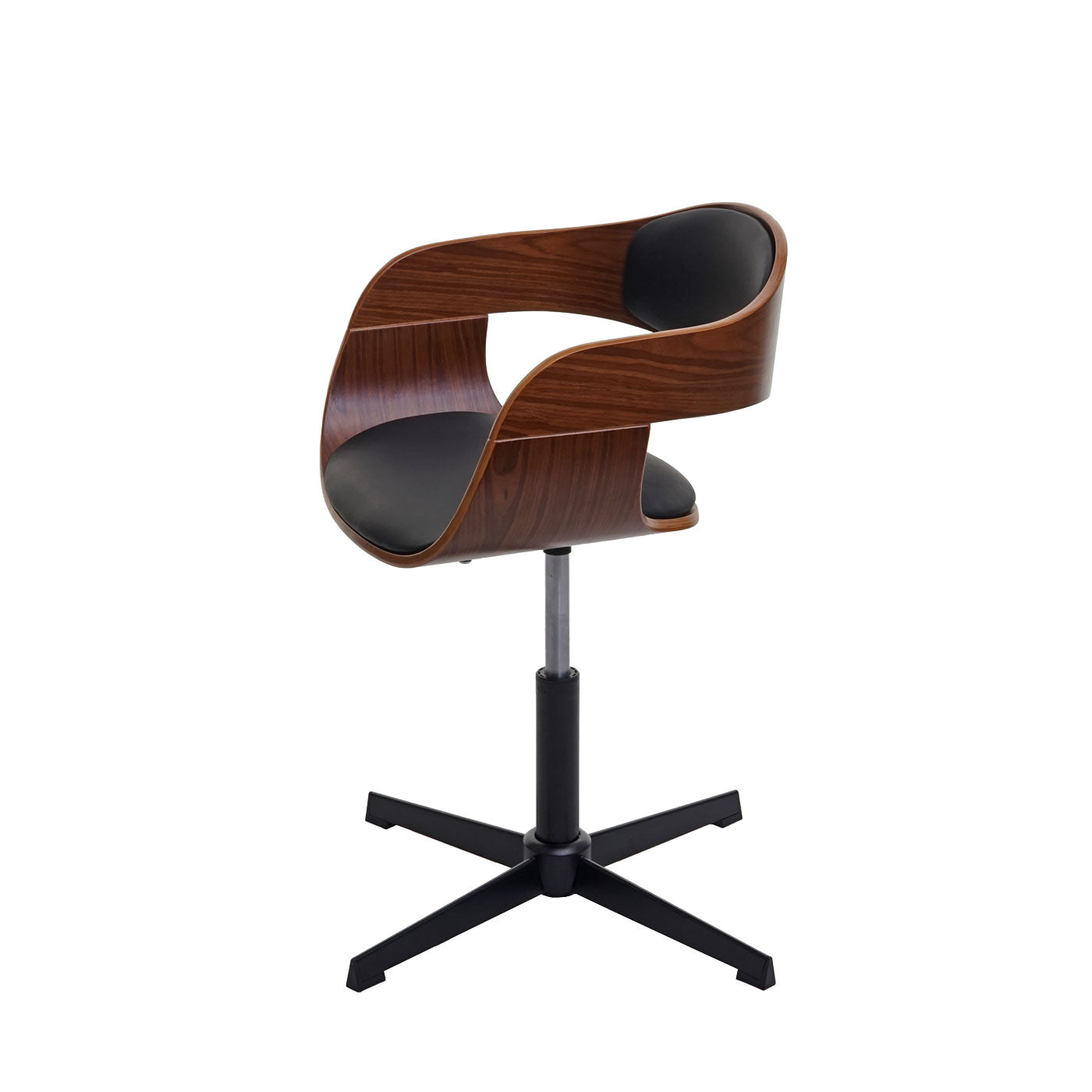 Cosmo Casa - Eetkamerstoelen set van 6 - Draaibaar verstelbaar - Gebogen hout - Zwart imitatieleer - FSC