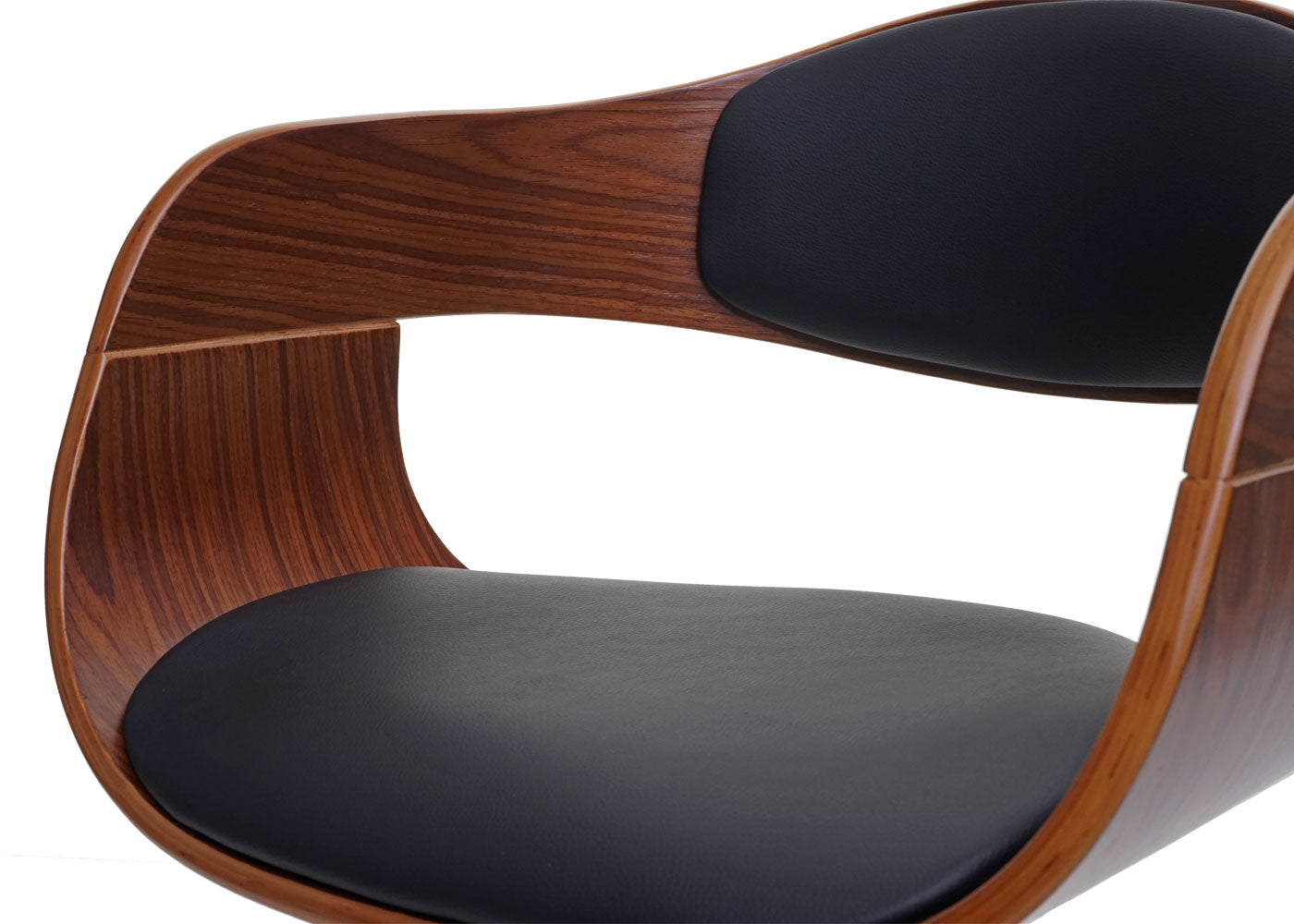 Cosmo Casa - Eetkamerstoelen set van 6 - Draaibaar verstelbaar - Gebogen hout - Zwart imitatieleer - FSC