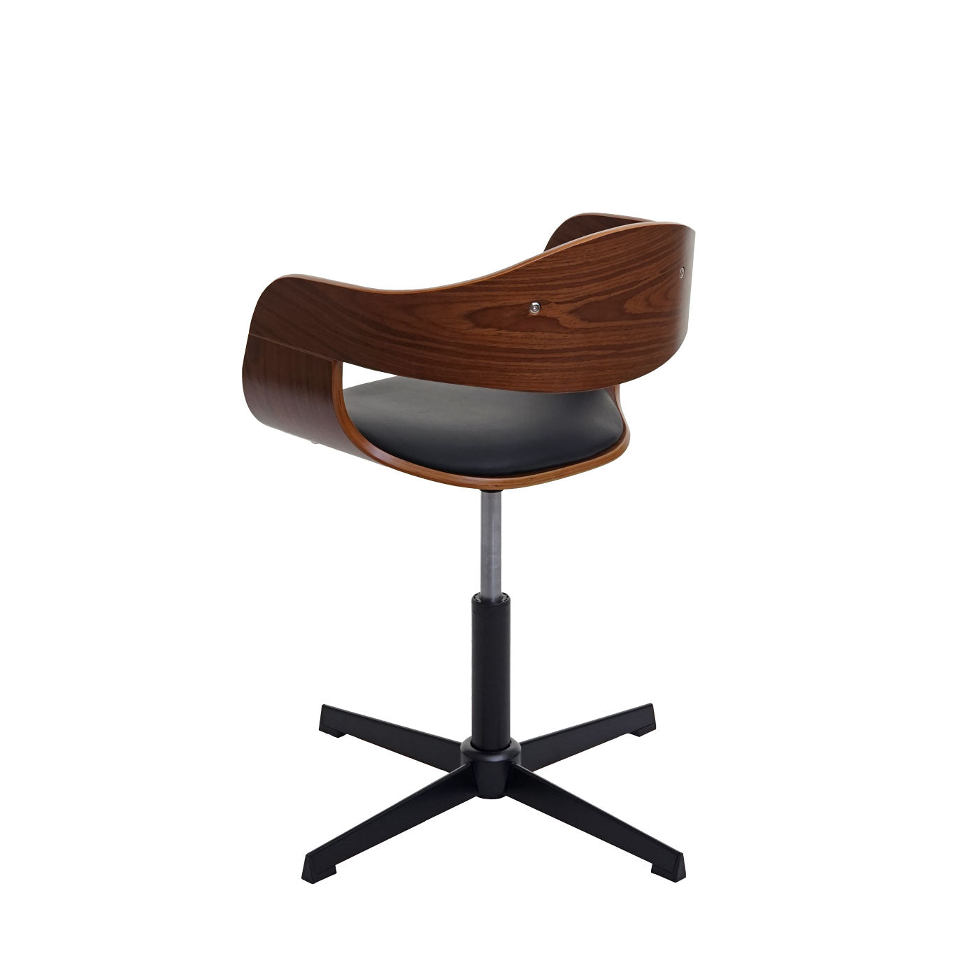 Cosmo Casa - Eetkamerstoelen set van 6 - Draaibaar verstelbaar - Gebogen hout - Zwart imitatieleer - FSC