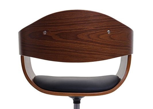 Cosmo Casa - Eetkamerstoelen set van 6 - Draaibaar verstelbaar - Gebogen hout - Zwart imitatieleer - FSC