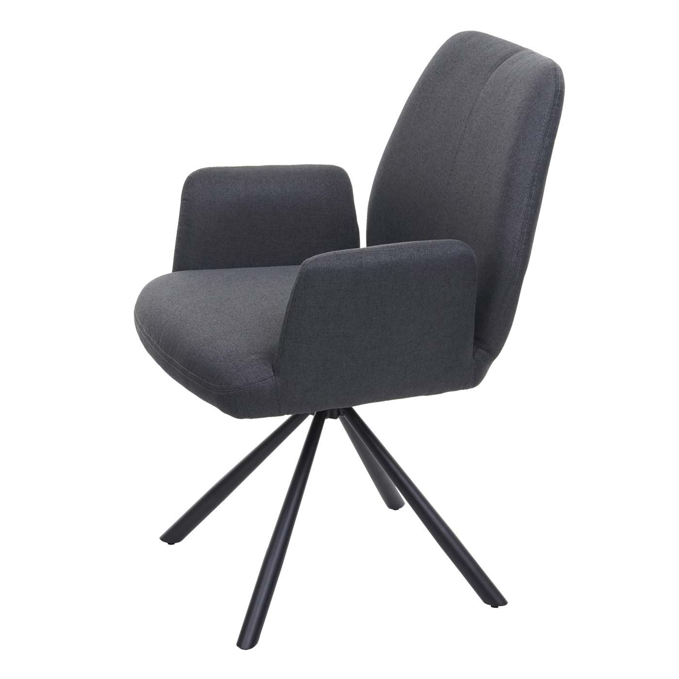 Cosmo Casa - Set van 6 Eetkamerstoelen - Relaxfauteuil Draaibaar - Stof en Staal - Donkergrijs