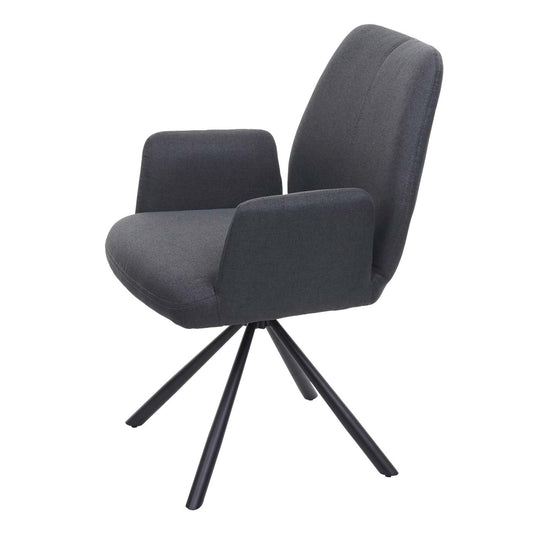 Cosmo Casa - Set van 6 Eetkamerstoelen - Relaxfauteuil Draaibaar - Stof en Staal - Donkergrijs