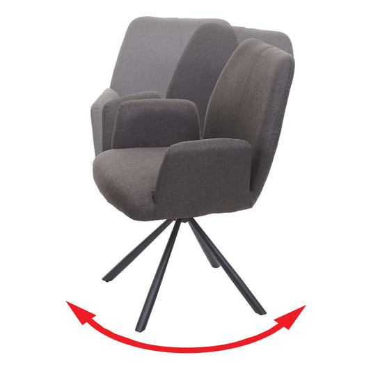 Cosmo Casa - Set van 6 Eetkamerstoelen - Relaxfauteuil Draaibaar - Stof en Staal - Grijsbruin