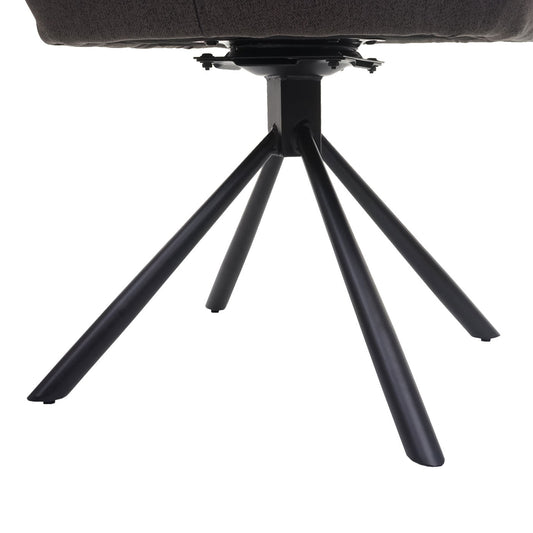Cosmo Casa - Set van 6 Eetkamerstoelen - Relaxfauteuil Draaibaar - Stof en Staal - Grijsbruin