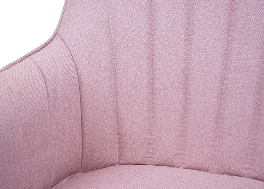 Cosmo Casa - Eetkamerstoelen set van 6 - Met armleuningen - Staal - Roze - Retro design