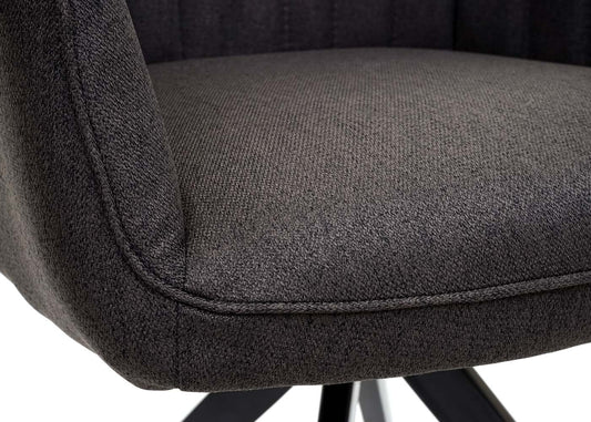 Cosmo Casa - Eetkamerstoelen set van 6 - Met armleuningen - Staal - Grijsbruin - Retro design