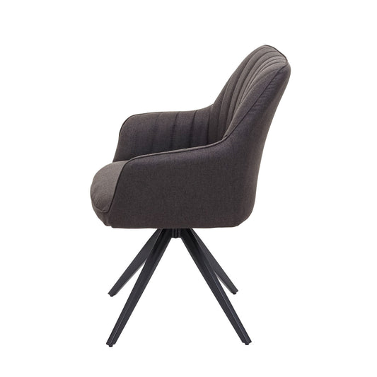 Cosmo Casa - Eetkamerstoelen set van 6 - Met armleuningen - Staal - Grijsbruin - Retro design