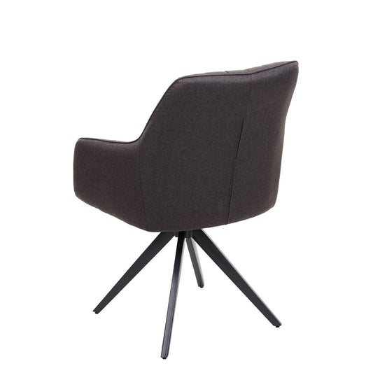 Cosmo Casa - Eetkamerstoelen set van 6 - Met armleuningen - Staal - Grijsbruin - Retro design