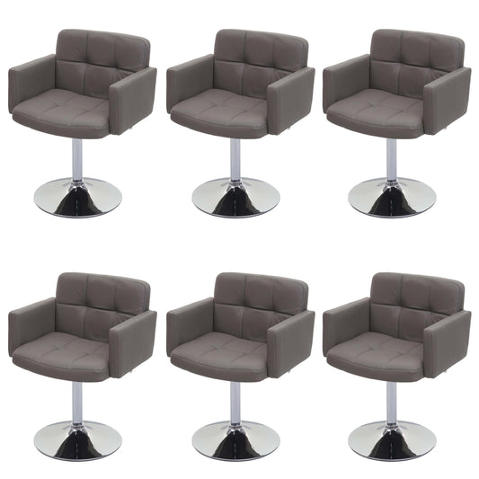 Cosmo Casa - Set van 6 Eetkamerstoelen - Draaibare Keukenstoelen - Imitatieleer - Taupegrijs