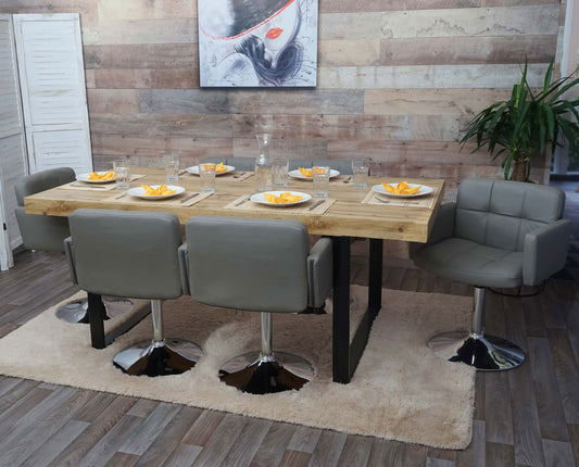 Cosmo Casa - Set van 6 Eetkamerstoelen - Draaibare Keukenstoelen - Imitatieleer - Taupegrijs