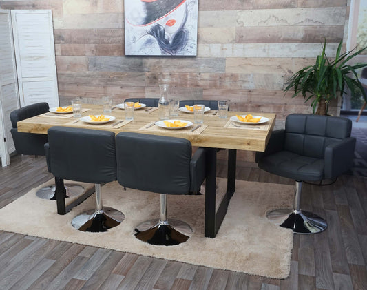 Cosmo Casa - Set van 6 Eetkamerstoelen - Draaibare Keukenstoelen - Kunstleer - Grijs