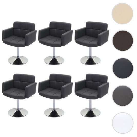 Cosmo Casa - Set van 6 Eetkamerstoelen - Draaibare Keukenstoelen - Kunstleer - Grijs