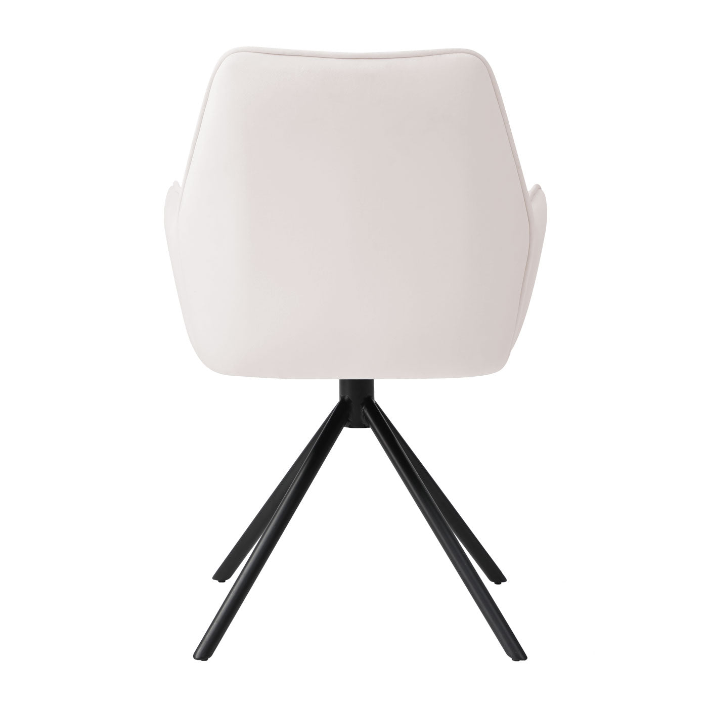 Cosmo Casa - Set van 6 Eetkamerstoelen - Keukenstoelen met Armleuningen - Fluweel - Crèmebeige - Zwarte Poten